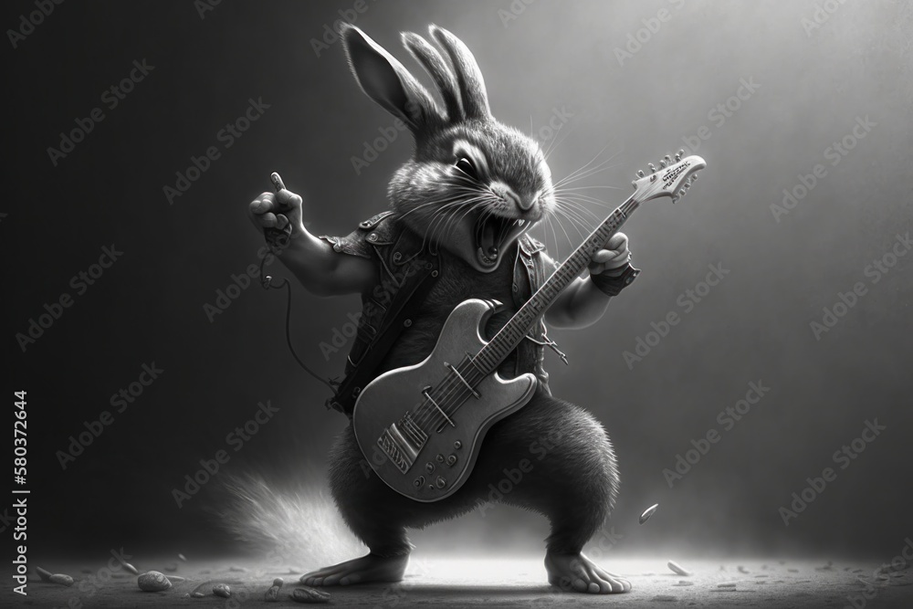 Rocking Easter Bunny. Rock'n'Roll Bunny as Digital Illustration ...