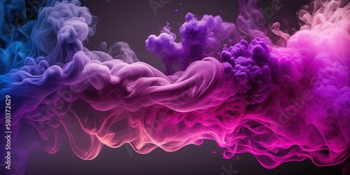 The background is a blend of abstract pink and purple pastel-colored smoke, Generative AI