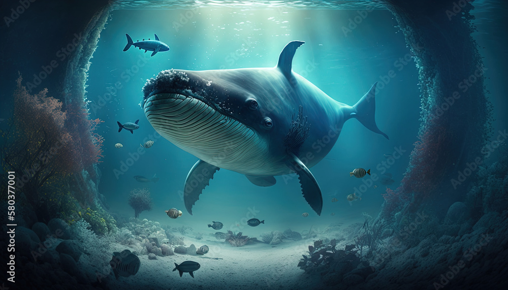 Obraz premium Underwater, Wallpaper, Background, Generative AI, Illustration