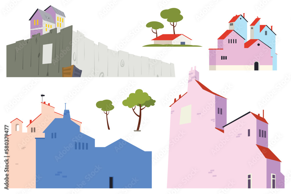 City block. Urban roads. Houses and city streets. Illustration for internet and mobile website.