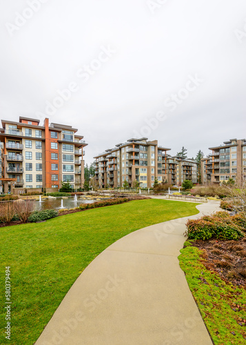 Modern apartment buildings in Vancouver, British Columbia, Canada.