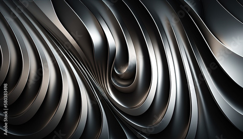 Wavy silver metal background by generative AI