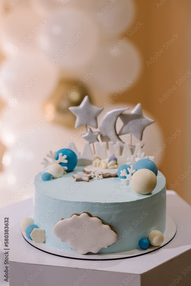 Pink and White Theme Cake for Baby . Newborn Girl Birthday Cake .  Children`s Shoes Stock Photo - Image of dessert, icing: 183195312