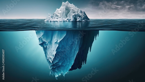 Iceberg in the ocean. Based on Generative AI