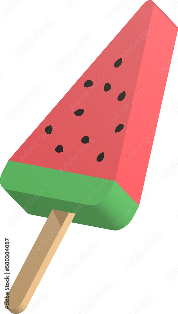 3D cartoon colorful sweet dessert popsicle ice lolly water melon 3D cartoon colorful sweet dessert popsicle ice lolly water melon