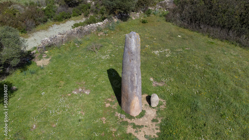 aerial view of the necropolis of Is Forrus and menhirs of Monte Corru Tundu, Villa Sant'Antonio in central Sardinia
 photo