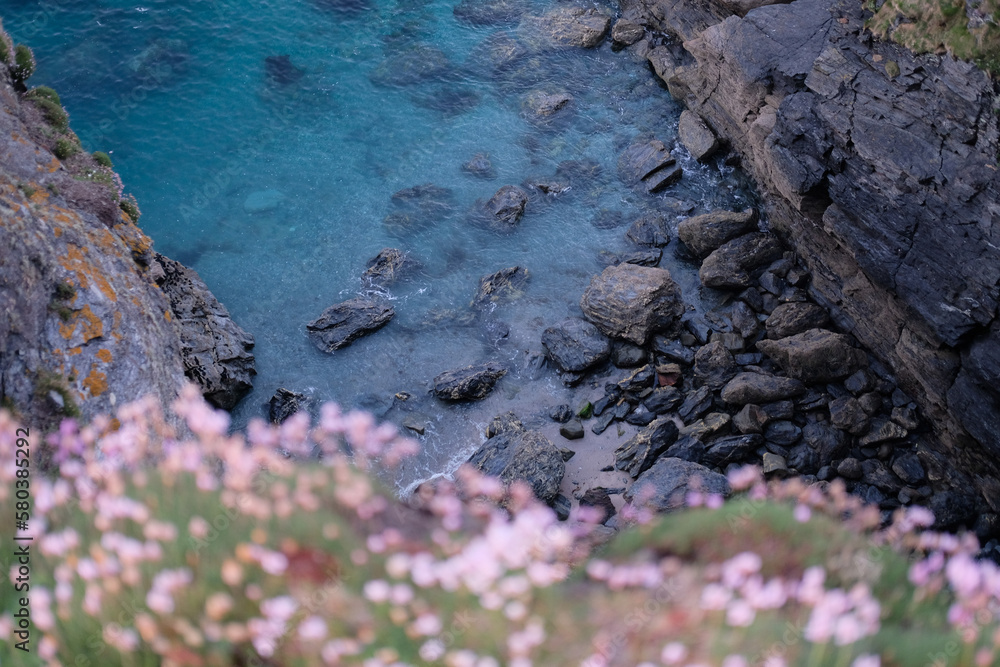 Sea inlet among cliffs at Godrevy, Cornwall Sea inlet among cliffs at Godrevy, Cornwall