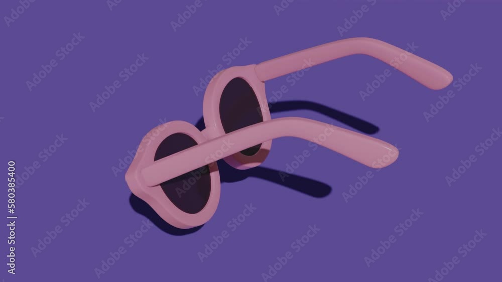 Pink sunglasses with dark lenses. Abstract loop animation Pink sunglasses with dark lenses. Abstract loop animation