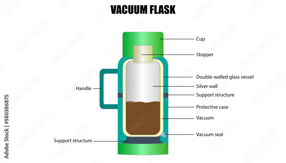diagram of the vacuum flask with labeled parts Stock Vector Adobe Stock