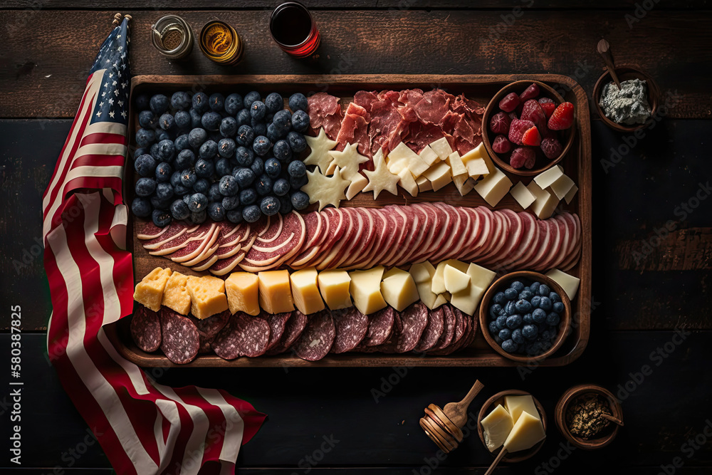 Patriotic American Charcuterie Board 4th of July Flag- AI Generated Patriotic American Charcuterie Board 4th of July Flag- AI Generated