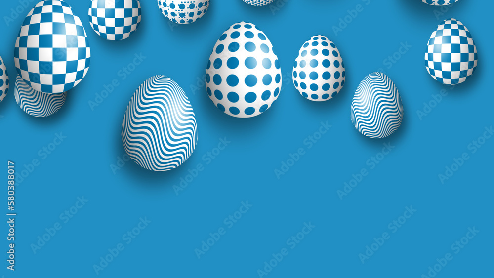 Fototapeta premium falling down decorated Easter eggs theme illustration with copy space