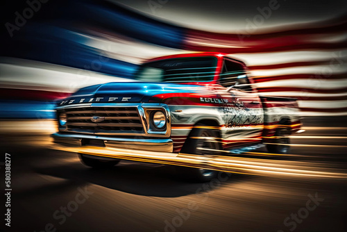 Patriotic American 4th of July Pickup Truck flag- AI Generated