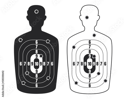 Human man target gun silhouette weapon sport concept. Vector graphic design illustration
