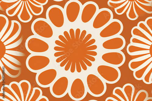 orange background with a floral pattern