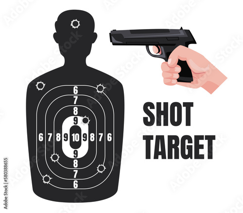 Human man target gun silhouette weapon sport concept. Vector graphic design illustration
