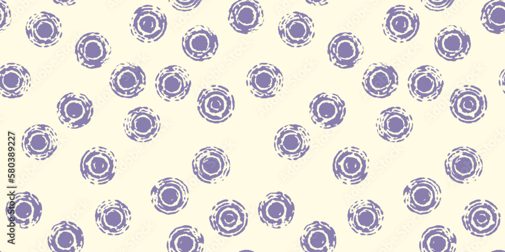 Random drawn dots seamless pattern. Blue circles in a chaotic vector ornament. Polka dots soft colors seamless pattern. Blue rings, spots on a white background for fabric, textile, wrapping