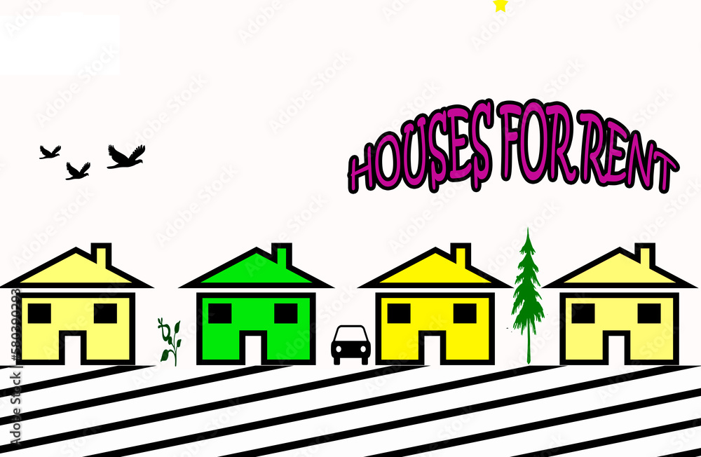 illustration of a house with a rainbow Houses for Rent