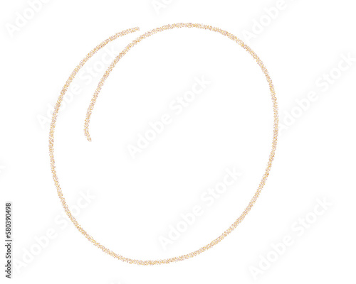 Gold shimmer glitter abstract line circle frame. Female beauty brush stroke banner tamplate