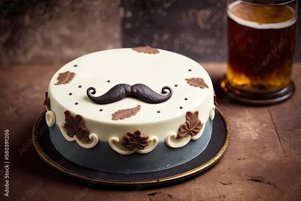 Cake with moustache garnished for Father's Day celebration. AI ...