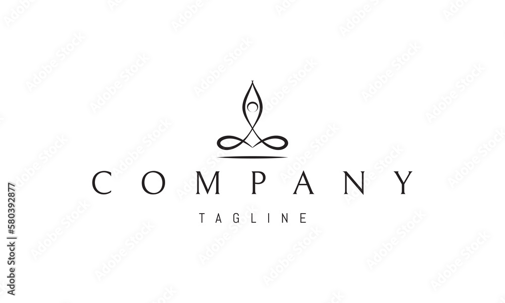 Vector logo on which an abstract image of a meditator with raised hands. Vector logo on which an abstract image of a meditator with raised hands.