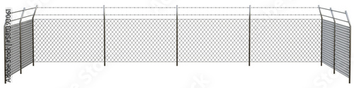 Metal chain link fences and Barbed Wire - Png Transparent 3D Image 