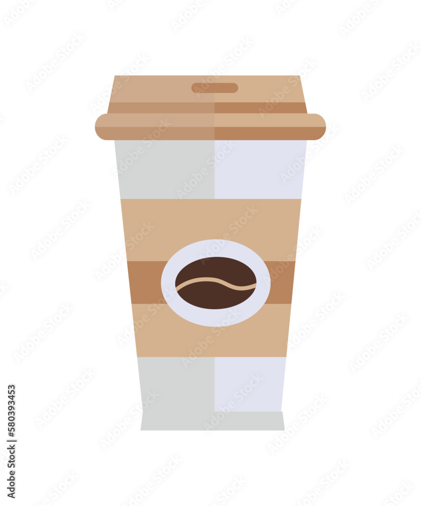 Disposable coffee cup. Coffee drink in flat style. Disposable coffee cup. Coffee drink in flat style.