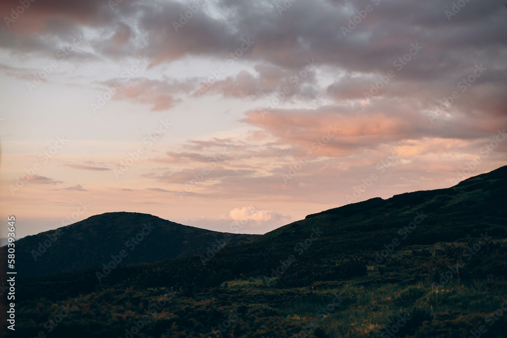 sunset in the mountains