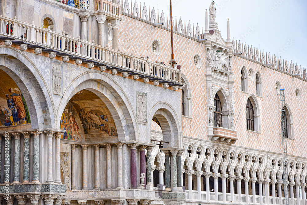 Venice, Italy - 15 Nov, 2022: Exterior of the Doge's Palace and Piazza San Marco