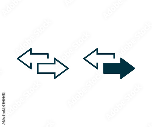 Left right arrows vector icon. Transfer arrows icon. 2 side arrow icon
