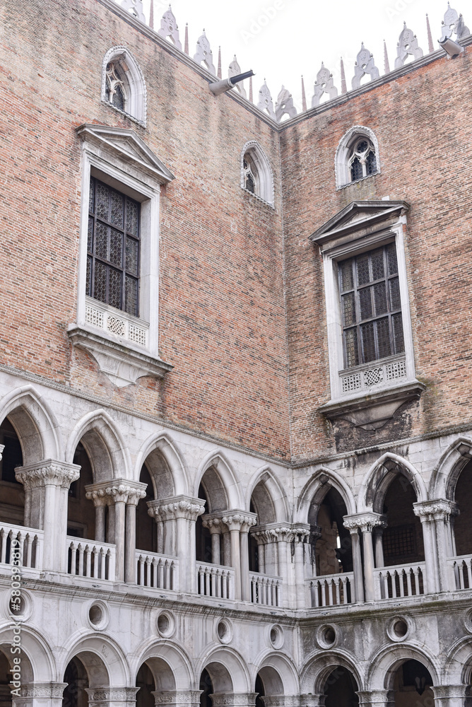 Venice, Italy - 15 Nov, 2022: Interior walls of the Doge's Palace, Palazzo Ducale
