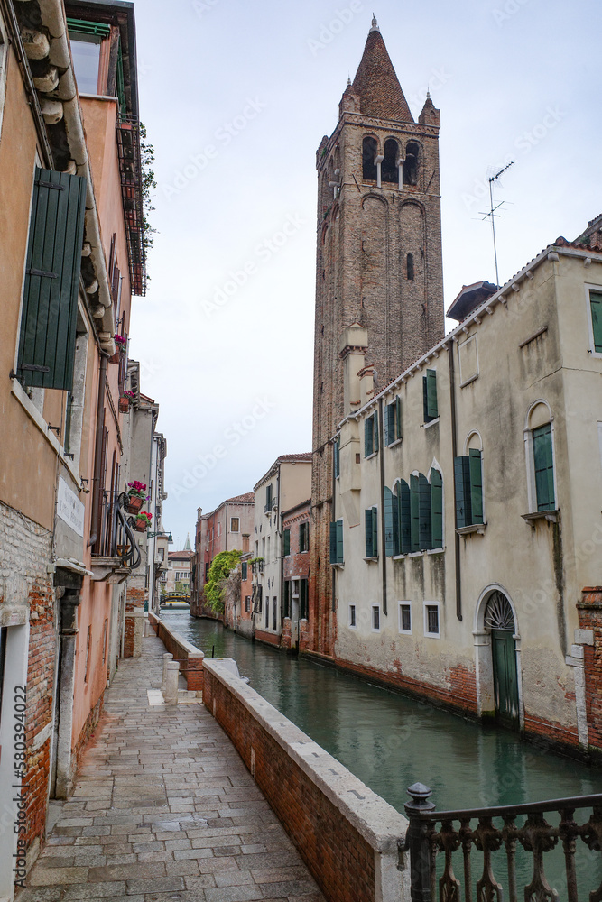 Venice, Italy - 14 Nov, 2022: Architecture along the Ventian Canals