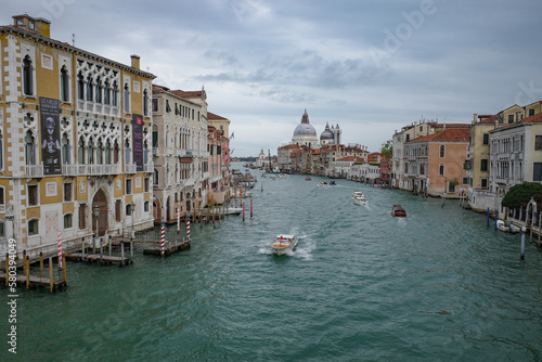 Venice, Italy - 14 Nov, 2022: Basilica Santa Maria and the Grand Canal from Ponte dell'Accademia © Mark