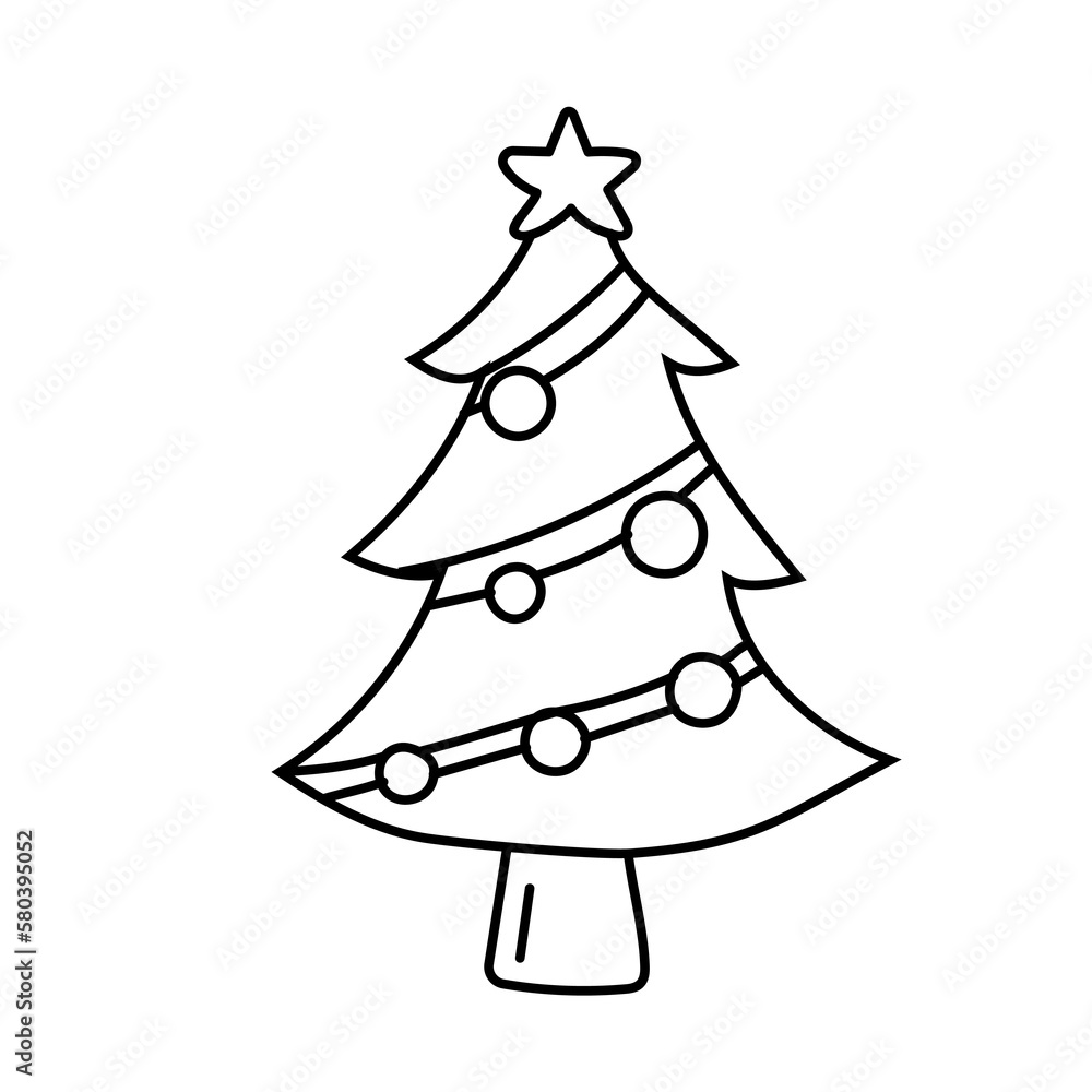 Christmas tree. Christmas doodles hand drawn Christmas tree. Christmas doodles hand drawn