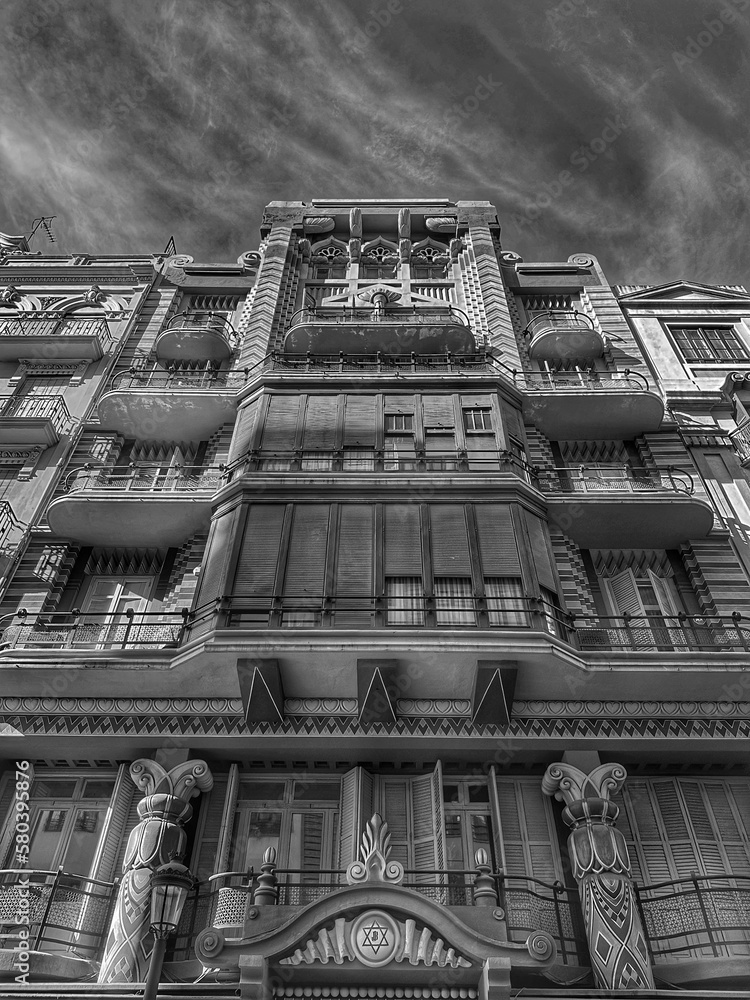Low angle view of an apartment building in Valencia