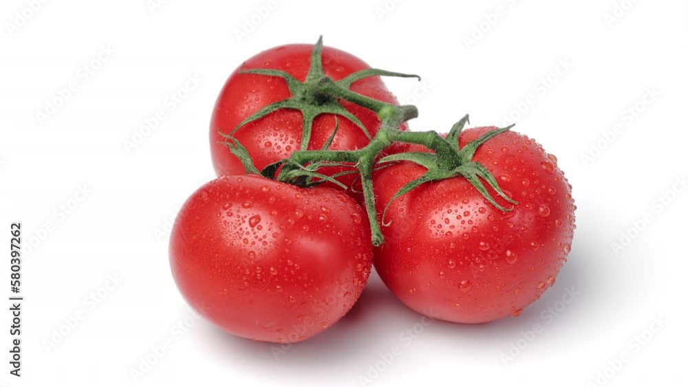 Cherry tomato bunch vivid fresh vegetable wet drop grocery market healthy food rotation isolated Cherry tomato bunch vivid fresh vegetable wet drop grocery market healthy food rotation isolated
