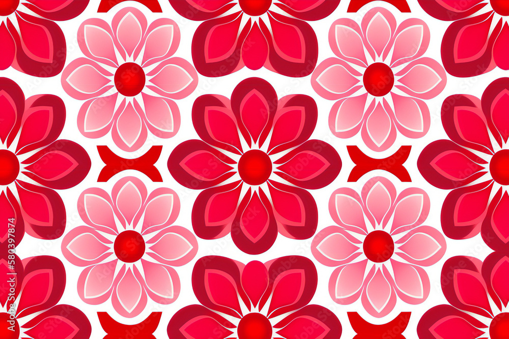 Obraz premium seamless pattern with pink and red flowers