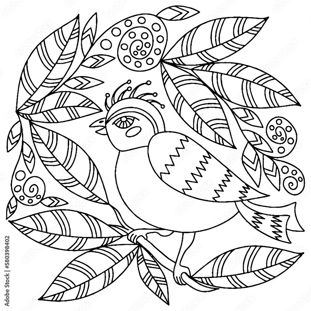 Fototapeta premium Bird for adult or child coloring book