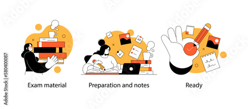 Educational and Self-Development Concept Illustrations. Different people inolved in education process. Concept for trainings, seminars, back to school, online courses.