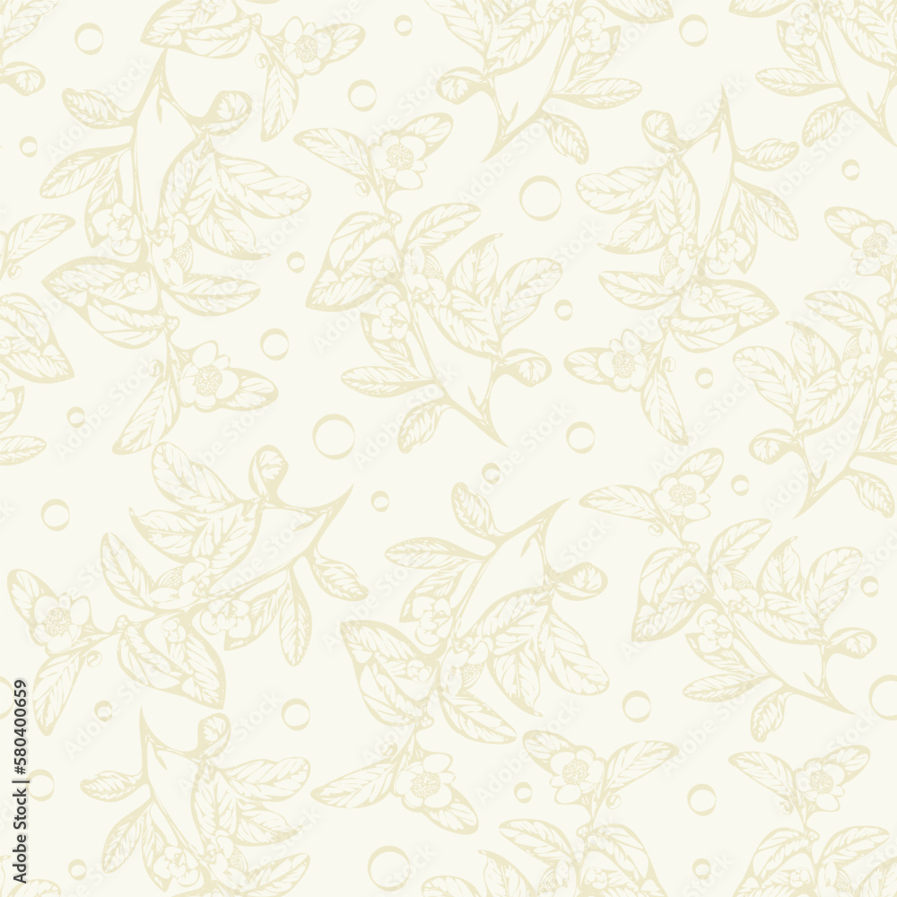 Seamless vector meadow flowers beige pattern. Monochrome sketch print. Blooming background. Seamless vector meadow flowers beige pattern. Monochrome sketch print. Blooming background.