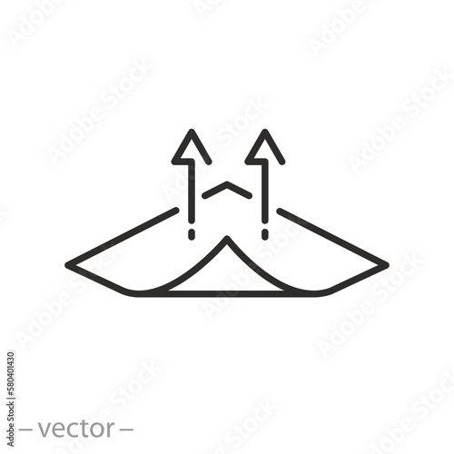 peel off icon, adhesive sticker material, thin line symbol on white background - editable stroke vector illustration eps10