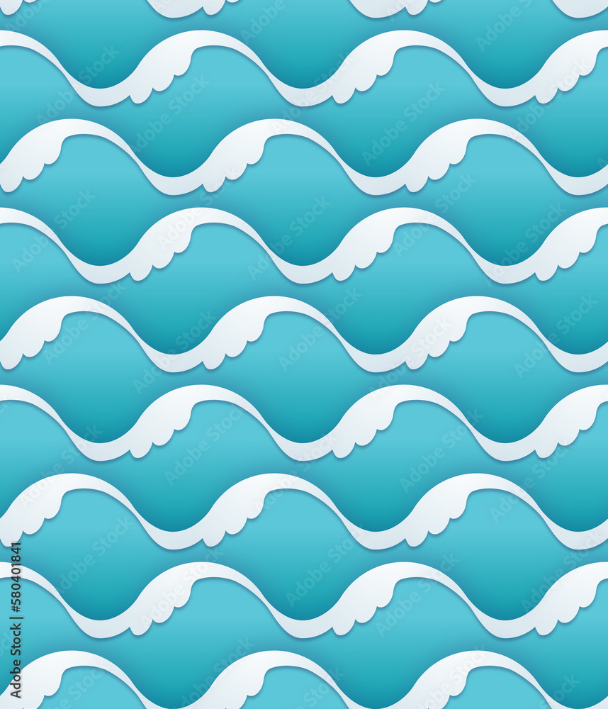 Waves - seamless pattern in papercut style Waves - seamless pattern in papercut style
