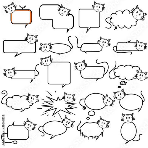 Retro empty comic speech bubbles cat set.Vintage design,pop art style - stock png.by nicasio [5000 × 5000 pixels • DPI 300 • PNG]	 photo