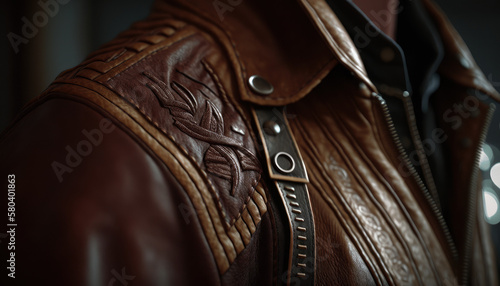 brown leather fashion clothes Generative AI, Generativ, KI