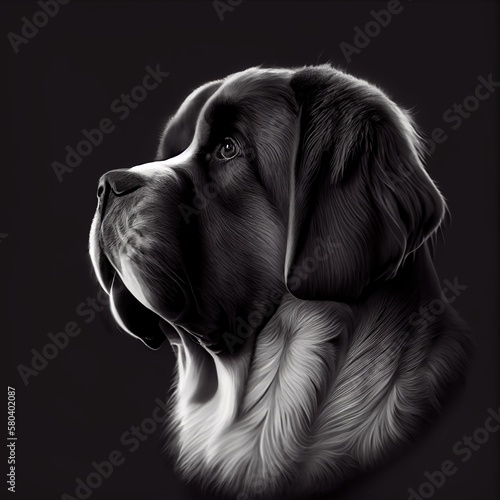 St. Bernards Dog Breed Isolated on Black Background. Generative AI photo