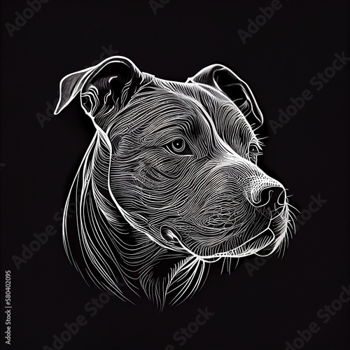 Photographie Staffordshire Bull Terriers Dog Breed Isolated on Black Background