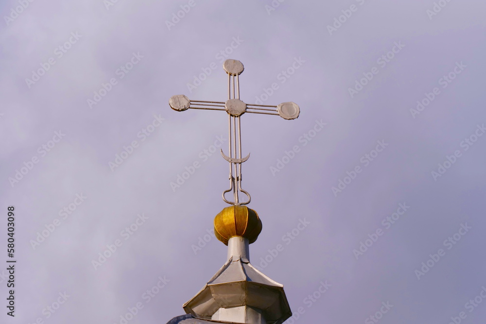 Memorial Cross With A Crescent Moon At The Bottom Memorial Cross With A Crescent Moon At The Bottom