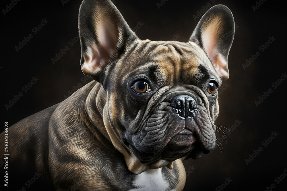 Portrait Of French Bulldog Dog, French Bulldog, Portrait Of A French Bulldog Dog Dog Portrait, Generative Ai
