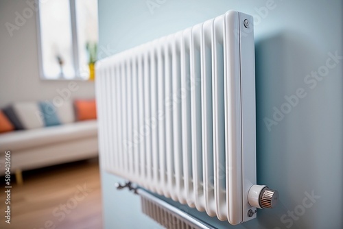 Wallpaper Mural White Radiator with Solid White Background - AI Generated Torontodigital.ca