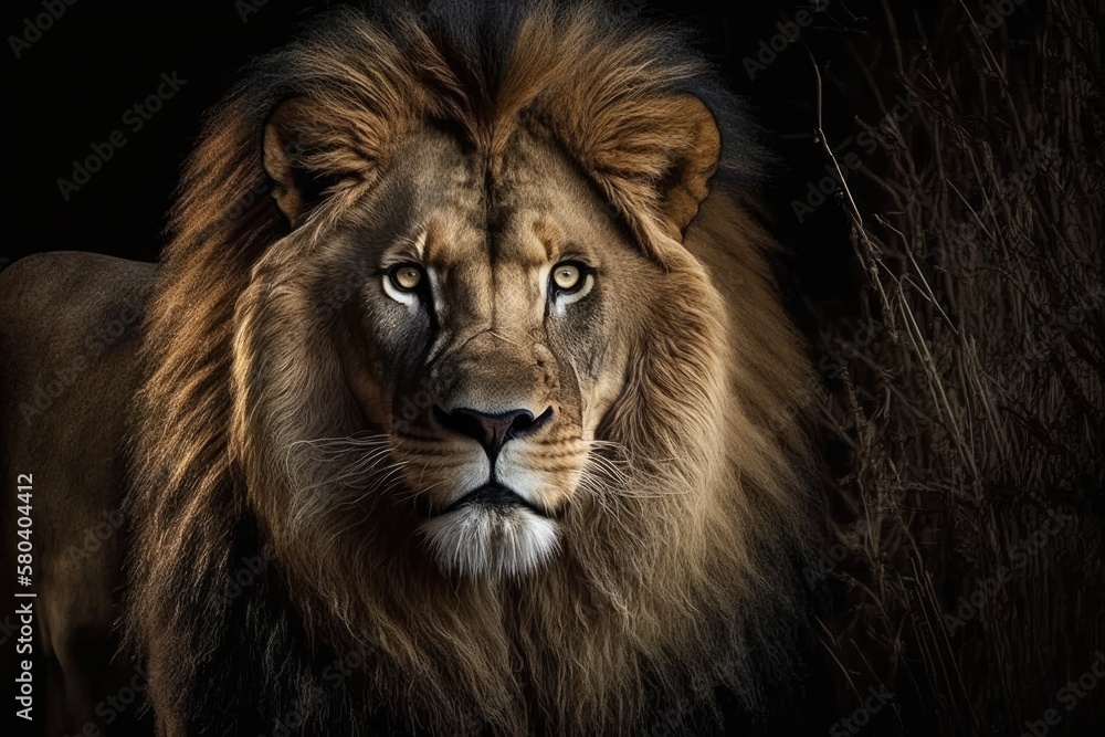 The lion is looking at the camera. Generative AI