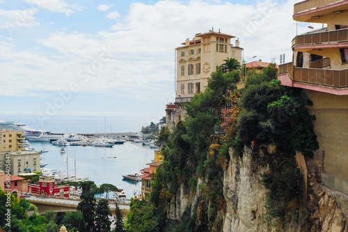 House on the side of the cliff in French Riviera Monaco © Kaspars